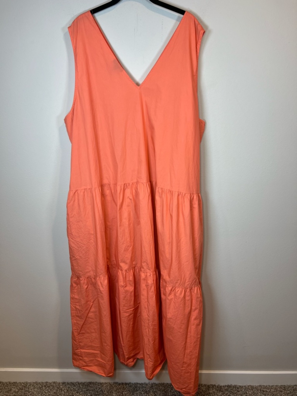 Who What Wear Tiered Sleeveless Midi Dress Coral Orange Cotton Boho Cottage 3X - Picture 5 of 9